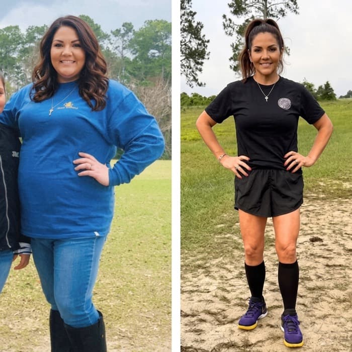 Rachel P. before and after transformation